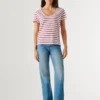 Gestreiftes T-Shirt mit V-Ausschnitt