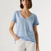 Gestreiftes T-Shirt mit V-Ausschnitt