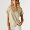 Gestreiftes T-Shirt mit V-Ausschnitt