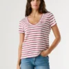 Gestreiftes T-Shirt mit V-Ausschnitt