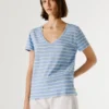 Gestreiftes T-Shirt mit V-Ausschnitt
