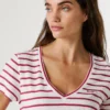 Gestreiftes T-Shirt mit V-Ausschnitt