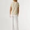 Gestreiftes T-Shirt mit V-Ausschnitt
