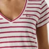 Gestreiftes T-Shirt mit V-Ausschnitt