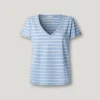 Gestreiftes T-Shirt mit V-Ausschnitt
