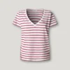 Gestreiftes T-Shirt mit V-Ausschnitt
