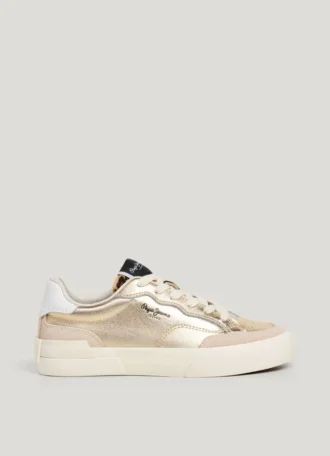 Goldene Sneaker mit Animal-Print-Details
