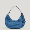 Halbmondförmige Raffia-Handtasche