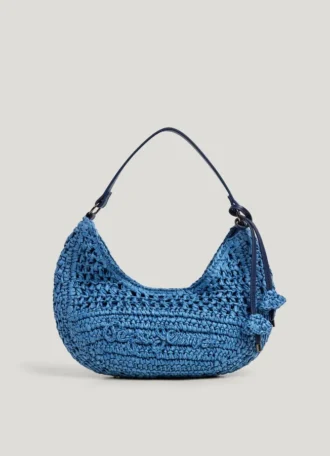 Halbmondförmige Raffia-Handtasche