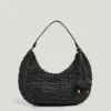 Halbmondförmige Raffia-Handtasche