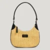 Halbmondförmige Raffia-Handtasche