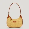 Halbmondförmige Raffia-Handtasche