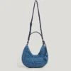 Halbmondförmige Raffia-Handtasche