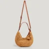 Halbmondförmige Raffia-Handtasche
