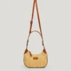Halbmondförmige Raffia-Handtasche