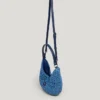 Halbmondförmige Raffia-Handtasche