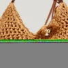 Halbmondförmige Raffia-Handtasche