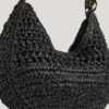 Halbmondförmige Raffia-Handtasche