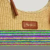 Halbmondförmige Raffia-Handtasche