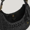 Halbmondförmige Raffia-Handtasche