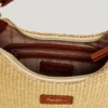 Halbmondförmige Raffia-Handtasche