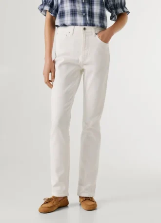 High-Rise-Jeans mit schmal zulaufender Passform – Violett