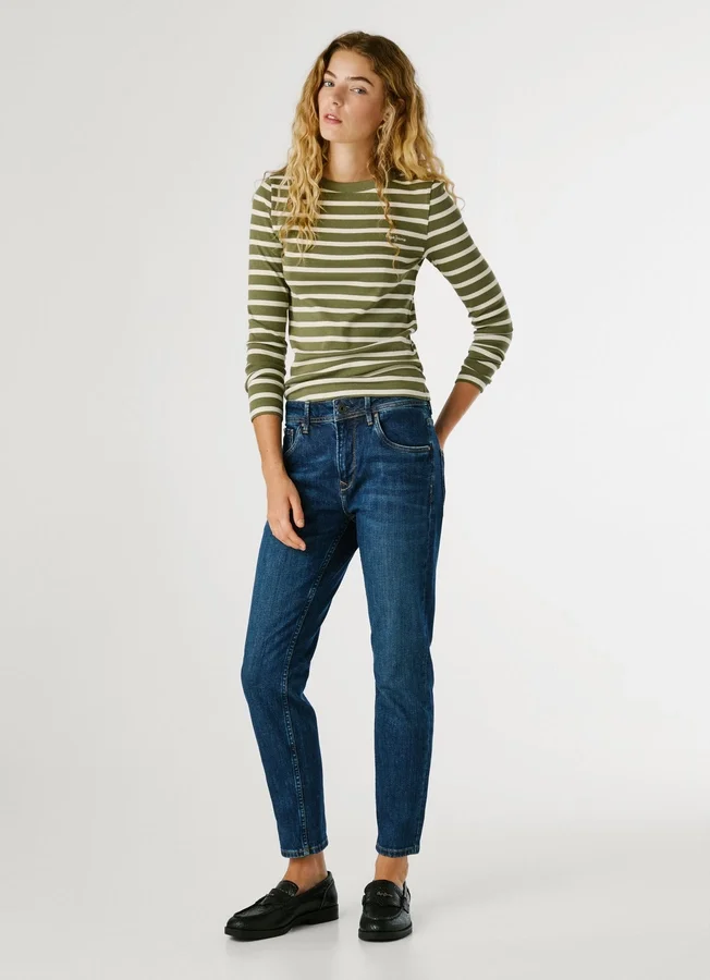 High-Rise-Jeans mit schmal zulaufender Passform – Violett High-Rise-Jeans mit schmal zulaufender Passform – Violett