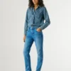 High-Rise-Jeans mit schmal zulaufender Passform – Violett High-Rise-Jeans mit schmal zulaufender Passform – Violett