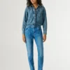 High-Rise-Jeans mit schmal zulaufender Passform – Violett High-Rise-Jeans mit schmal zulaufender Passform – Violett