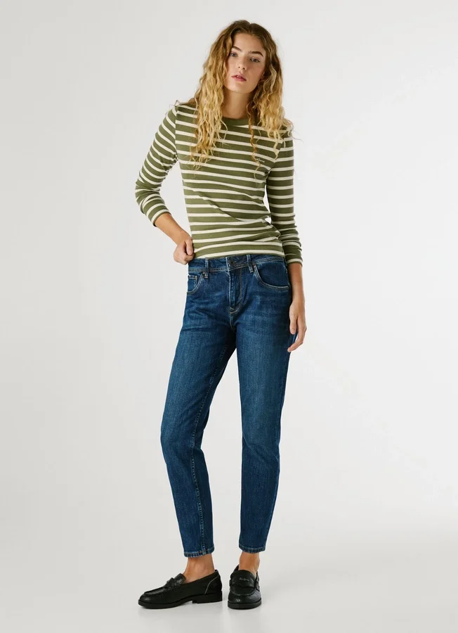 High-Rise-Jeans mit schmal zulaufender Passform – Violett High-Rise-Jeans mit schmal zulaufender Passform – Violett