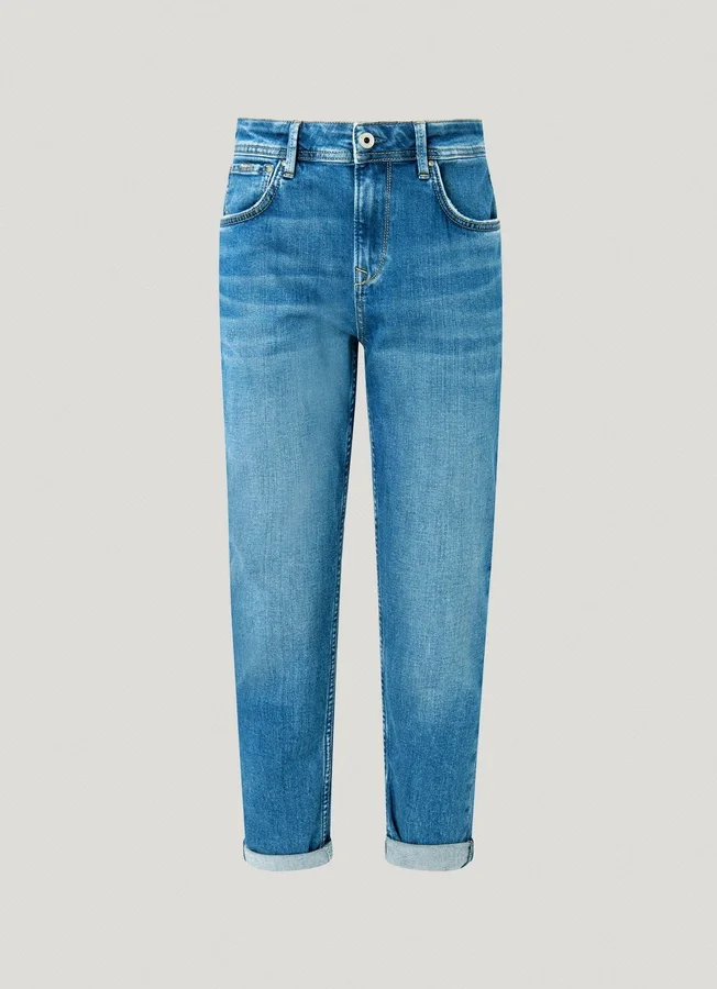 High-Rise-Jeans mit schmal zulaufender Passform – Violett High-Rise-Jeans mit schmal zulaufender Passform – Violett
