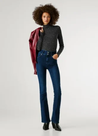 Jeans mit hoher Taille und ausgestelltem Schnitt
