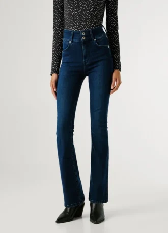 Jeans mit hoher Taille und ausgestelltem Schnitt
