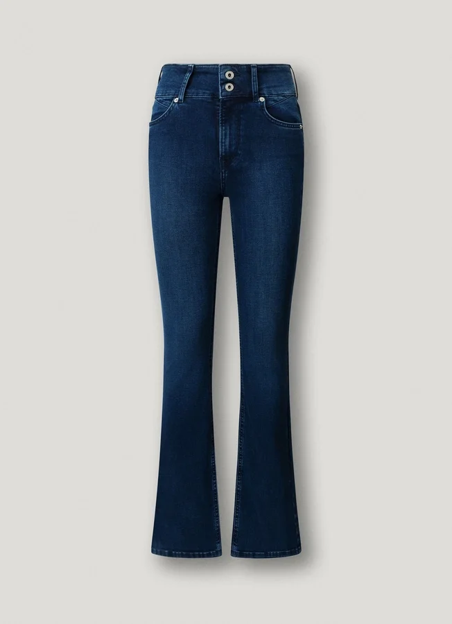 Jeans mit hoher Taille und ausgestelltem Schnitt Jeans mit hoher Taille und ausgestelltem Schnitt