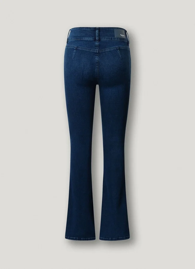 Jeans mit hoher Taille und ausgestelltem Schnitt Jeans mit hoher Taille und ausgestelltem Schnitt