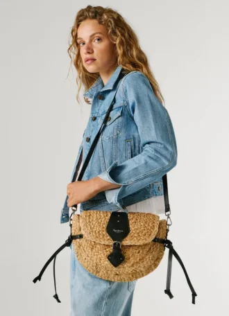 Jute-Umhängetasche mit Klappe