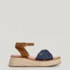Keilabsatz-Sandalen mit gekreuzten Riemen