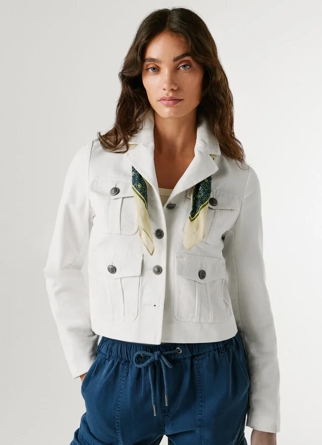 Kurz geschnittene Twill-Jacke Kurz geschnittene Twill-Jacke