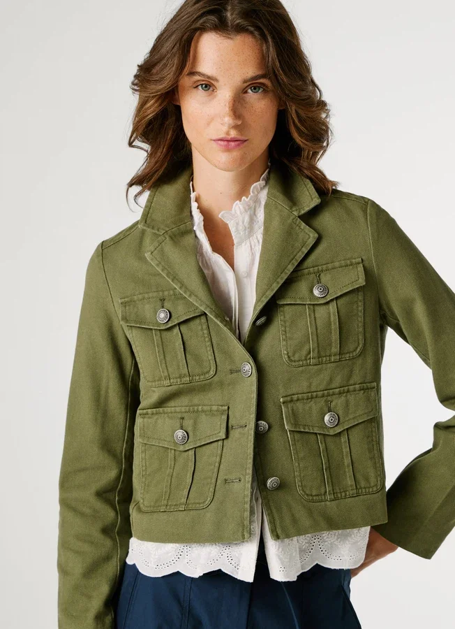 Kurz geschnittene Twill-Jacke Kurz geschnittene Twill-Jacke