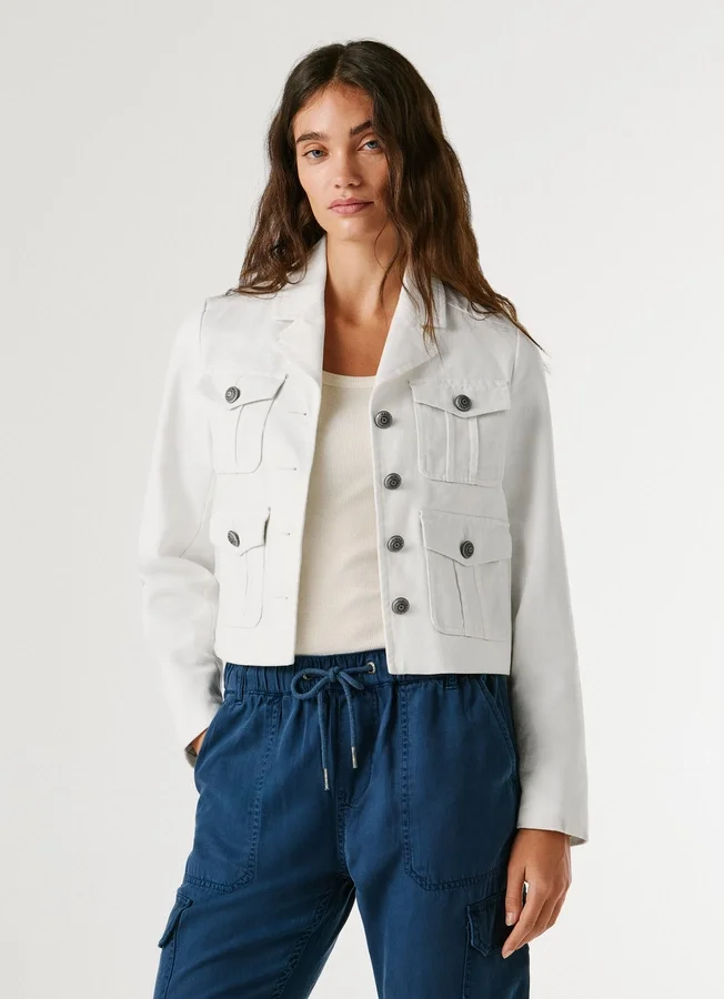 Kurz geschnittene Twill-Jacke Kurz geschnittene Twill-Jacke