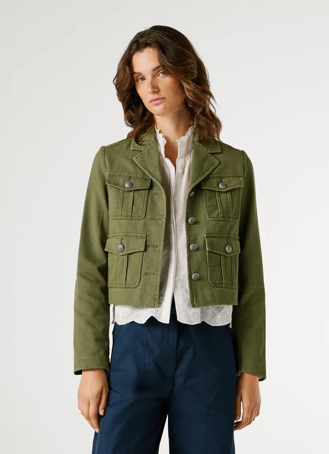 Kurz geschnittene Twill-Jacke Kurz geschnittene Twill-Jacke