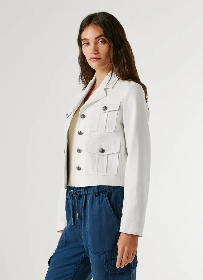 Kurz geschnittene Twill-Jacke Kurz geschnittene Twill-Jacke