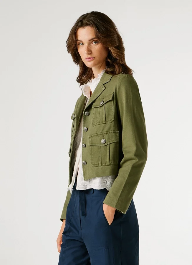 Kurz geschnittene Twill-Jacke Kurz geschnittene Twill-Jacke
