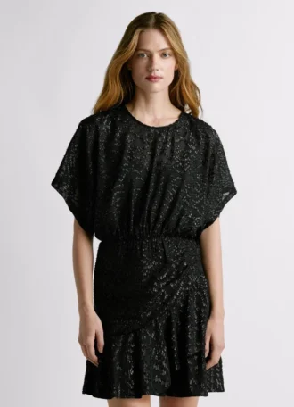 Kurzes Kleid mit Metallic-Details
