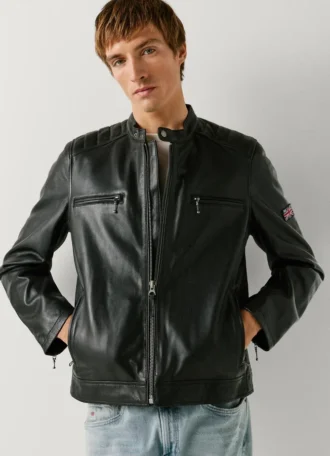 Leder-Bikerjacke