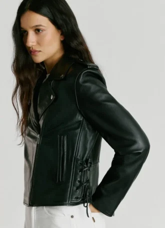 Leder-Bikerjacke