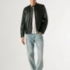 Leder-Bikerjacke