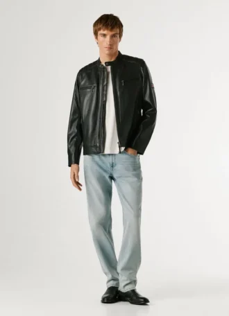 Leder-Bikerjacke