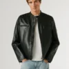 Leder-Bikerjacke