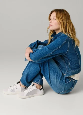 Leder-Sneaker mit Glitzer-Details